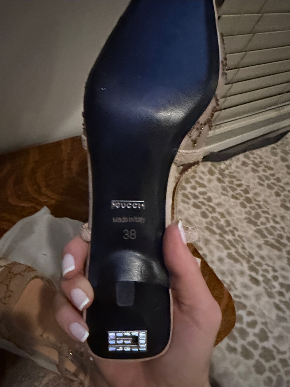 Gucci Beige/Tan Monogram Slingback Mules - Picture 3 of 3